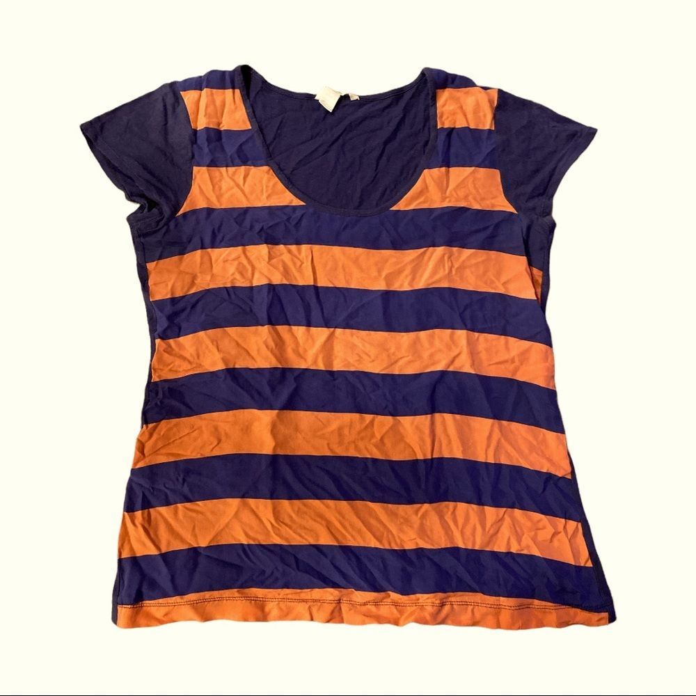 Banana Republic Navy & Orange Striped T-Shirt M